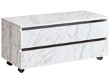 Bathroom Cabinet White Marble MDP Synthetic Material Wheels Drawers Storage Bathroom Furniture Beliani