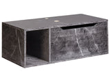 Wall Mounted Bathroom Cabinet Black Marble MDP Body 80 x 40 cm Fluted Front with 2 Shelves Pre Cut Holes Beliani