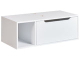 Wall Mounted Bathroom Cabinet White Marble MDP Body 80 x 40 cm Fluted Front with 2 Shelves Pre Cut Holes Beliani