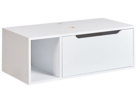 Wall Mounted Bathroom Cabinet White Marble MDP Body 80 x 40 cm Fluted Front with 2 Shelves Pre Cut Holes Beliani