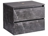 Wall Mounted Bathroom Cabinet Black Marble MDP Body 60 x 47 cm Fluted Front with 2 Drawers Pre Cut Holes Beliani