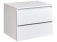 Wall Mounted Bathroom Cabinet White Marble MDP Body 60 x 47 cm Fluted Front with 2 Drawers Pre Cut Holes Beliani