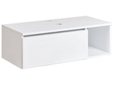 Wall Mounted Bathroom Cabinet White MDP Body 80 x 40 cm Fluted Front with 2 Shelves Pre Cut Holes Beliani