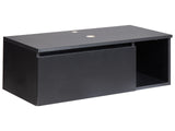 Wall Mounted Bathroom Cabinet Black MDP Body 80 x 40 cm Fluted Front with 2 Shelves Pre Cut Holes Beliani