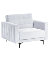 Armchair  Light Grey Velvet Tufted Fabric Modern Living Room Reclining Chair Black Legs Track Arm Beliani