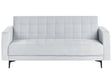 Sofa Bed Light Grey Velvet Tufted Fabric Modern Living Room Modular 3 Seater Black Legs Track Arm Beliani
