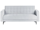 Sofa Bed Light Grey Velvet Tufted Fabric Modern Living Room Modular 3 Seater Black Legs Track Arm Beliani