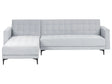 Right Hand Corner Sofa Bed Light Grey Velvet Tufted Fabric Modern L-Shaped Modular 4 Seater L Chaise Longue Beliani