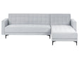 Left Hand Corner Sofa Bed Light Grey Velvet Tufted Fabric Modern L-Shaped Modular 4 Seater L Chaise Longue Beliani