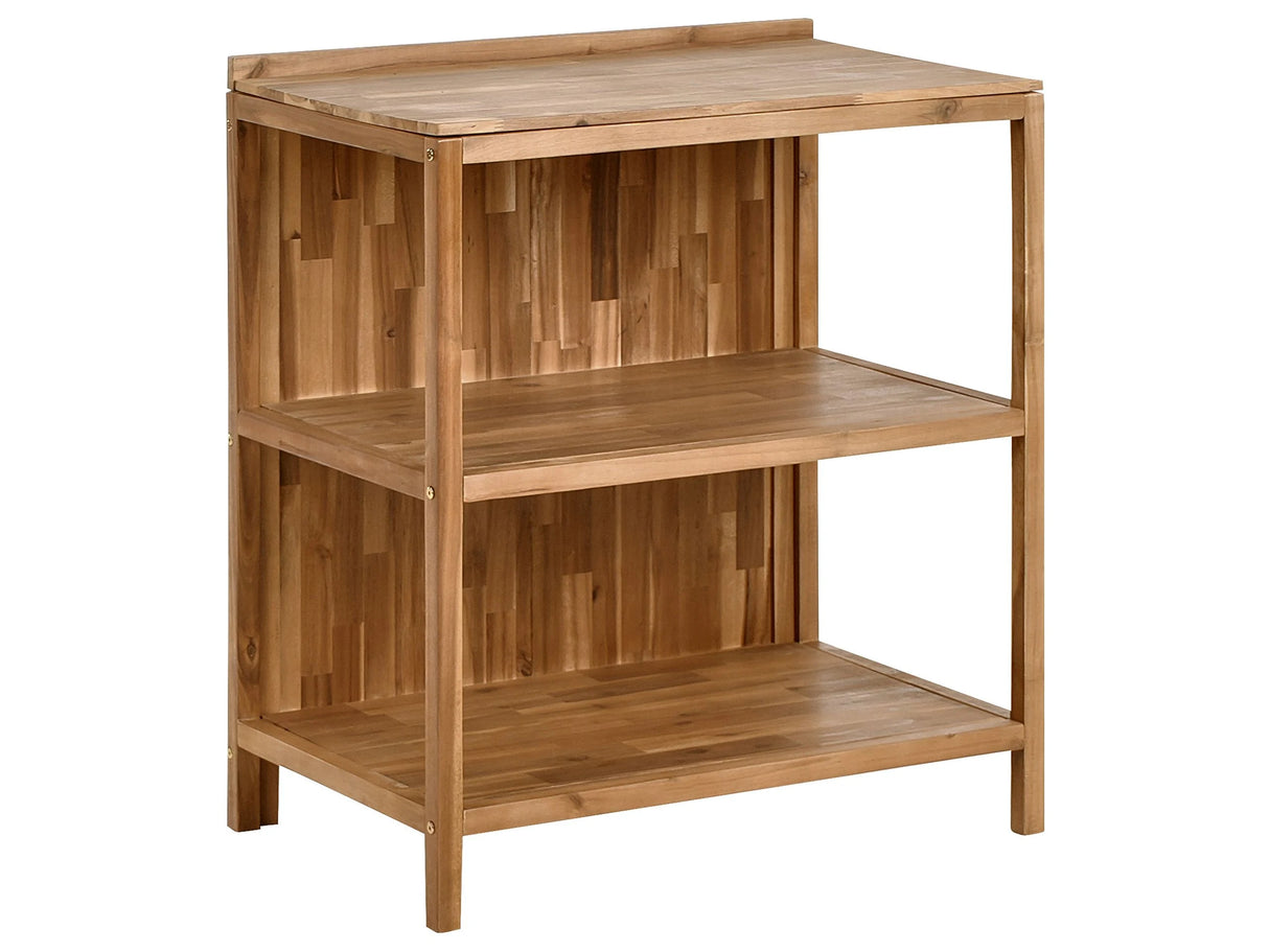 Outdoor Kitchen Island Brown Acacia Wood 2 Shelves Unit with Top 50 x 80 x 90 cm Garden Kitchen Dining Beliani
