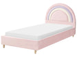 Bed Pink Velvet Upholstered Frame Headrest 3ft EU Single Size Bedroom Kids Room Modern Traditional Beliani