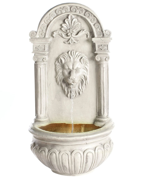 Outdoor Water Feature Light Beige Resin Garden with LED Light Plugged Modern Design Beliani