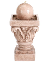 Outdoor Water Feature Beige Resin Garden with LED Light Plugged Classical Design Beliani