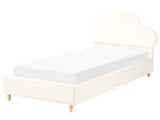 Bed Light Beige Velvet Upholstered Frame Headrest 3ft EU Single Size Bedroom Kids Room Modern Traditional Beliani