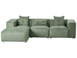 Right Hand Corner Sofa Dark Green Chenille Upholstery 3 Seater Extra Scatter Cushions Modern Living Room Beliani