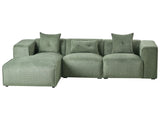 Right Hand Corner Sofa Dark Green Chenille Upholstery 3 Seater Extra Scatter Cushions Modern Living Room Beliani