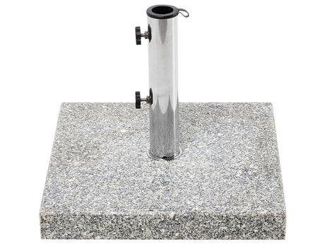 Parasol Base Grey Granite Stainless Steel 45 x 45 cm 30 kg Square Outdoor Umbrella Stand Beliani