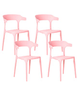 Set of 4 Garden Chairs Pink Polypropylene Lightweight Weather Resistant Plastic Indoor Outdoor Modern Beliani