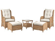 Outdoor Lounge Set for 2 Brown  Faux Rattan Aluminium Frame Polyester Cushions Tempered Glass Table with Shelf Reclining Traditional Beliani