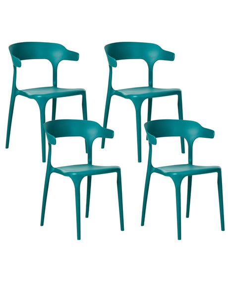 Set of 4 Garden Chairs Teal Polypropylene Lightweight Weather Resistant Plastic Indoor Outdoor Modern Beliani