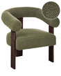 Armchair Green and Dark Brown Boucle Upholstery Retro Design Wooden Legs Living Room Beliani