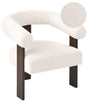 Armchair Off-White and Dark Brown Boucle Upholstery Retro Design Wooden Legs Living Room Beliani