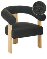 Armchair Black and Light Brown Boucle Upholstery Retro Design Wooden Legs Living Room Beliani