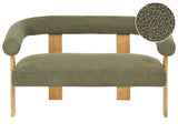 2 Seater Sofa Green and Light Brown Boucle Upholstery Retro Design Wooden Legs Living Room Beliani