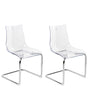 Set of 2 Dining Chairs Transparent Plastic Seat Cantilever Metal Legs Chairs Beliani