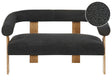 2 Seater Sofa Black and Dark Brown Boucle Upholstery Retro Design Wooden Legs Living Room Beliani