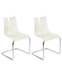 Set of 2 Dining Chairs Off White Plastic Seat Cantilever Metal Legs Chairs Beliani