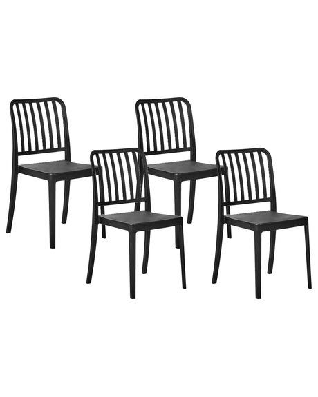 Set of 4 Garden Chairs Black Plastic Stackable Lightweight Indoor Outdoor Weather Resistant Beliani