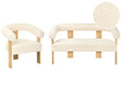 Sofa Set Off-White and Light Brown 2 Seater Armchair Boucle Upholstery Retro Design Wooden Legs Living Room Beliani