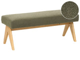 Boucle Bench Green and Light Brown Upholstered Wooden Legs Hallway Seat Bed Bench Beliani
