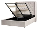 Bed Frame with Storage Taupe  Velvet Upholstered 4ft6 EU Double Size High Headboard Beliani