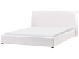 Bed Off-White Velvet Upholstery EU King Size 6ft Large Classic Headboard Wooden Slats Beliani