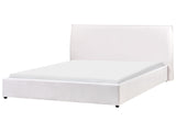 Bed Off-White Velvet Upholstery EU King Size 6ft Large Classic Headboard Wooden Slats Beliani