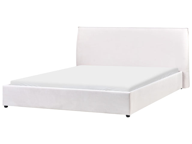 Bed Off-White Velvet Upholstery EU King Size 6ft Large Classic Headboard Wooden Slats Beliani