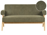 2 Seater Sofa Green and Light Brown Boucle Upholstery Retro Design Wooden Legs Living Room Beliani