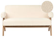 2 Seater Sofa Off-White and Dark Brown Boucle Upholstery Retro Design Wooden Legs Living Room Beliani