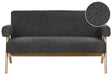 2 Seater Sofa Black and Dark Brown Boucle Upholstery Retro Design Wooden Legs Living Room Beliani