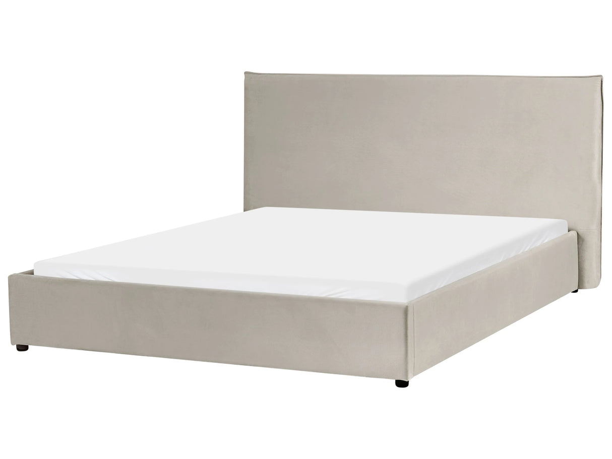 Bed Taupe Velvet Upholstery EU King Size 5ft3 Large Classic Headboard Wooden Slats Beliani