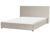 Bed Taupe Velvet Upholstery EU King Size 5ft3 Large Classic Headboard Wooden Slats Beliani