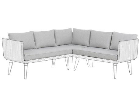 Outdoor Cushion Cover Set Grey Fabric Sofa Seat Back Side Pillow Cases Beliani