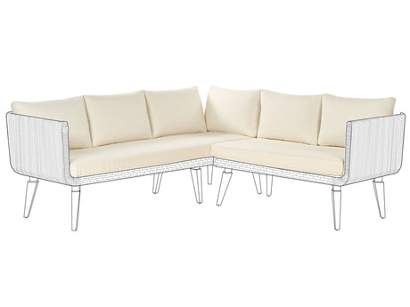 Outdoor Cushion Cover Set Light Beige Fabric Sofa Seat Back Side Pillow Cases Beliani