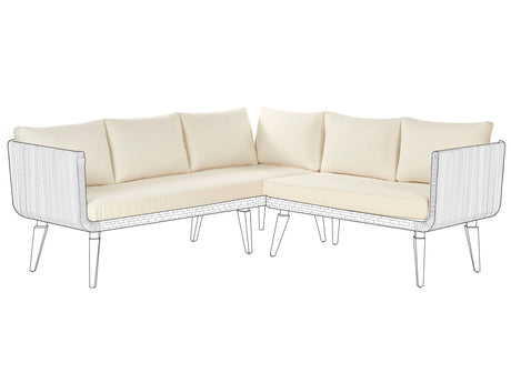 Outdoor Cushion Cover Set Light Beige Fabric Sofa Seat Back Side Pillow Cases Beliani