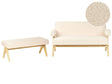 Sofa Set Off-White and Light Brown 2 Seater Sofa Bench Boucle Upholstery Retro Design Wooden Legs Living Room Beliani