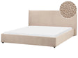 Bed Taupe Boucle Upholstery EU King Size 6ft Large Classic Headboard Wooden Slats Beliani