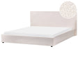 Bed Off-White Boucle Upholstery EU King Size 6ft Large Classic Headboard Wooden Slats Beliani