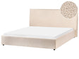 Bed Beige Boucle Upholstery EU King Size 5ft3 Large Classic Headboard Wooden Slats Beliani